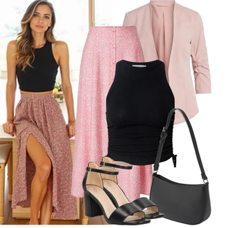 Outfit s Růžová/Červená/Fialová Dlouhá Sukně/60tého Léta Sukně/Sukně boucle/Maxi sukně/Tvídová Sukně/Vintage sukně maxi/Vlněná Sukně Edited "Jarní outfit"