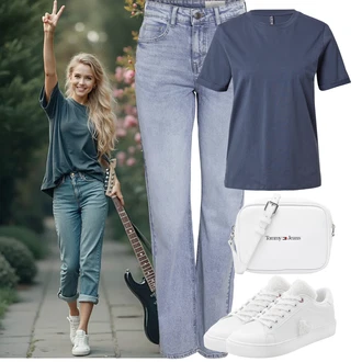 Proljeće Outfit sa Bijela/Crvena/Krem Niska Tenisica/Tanka Tenisica/Teddy Papuča/Kožna Tenisica/Teddy Tenisica/Zimske Tenisice Lascana "Jarní outfit"