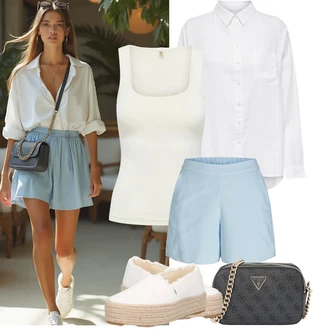 Outfit s Bílá/Krémová/Béžová Bota Espadrilka na Podpatku/Espadrille pantofle TOMS "Jarní outfit"