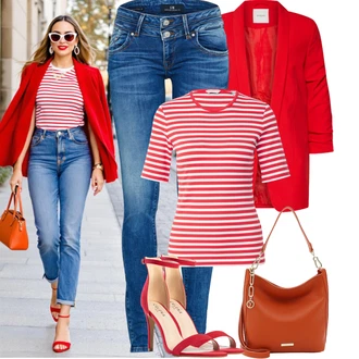 Outfit s Modrá/Tmavě modrá Kožená bunda/Push up Džín/Kožené Boty/Slim Fit Džíny/Zimní bunda/Džín s Nízkým Pasem/Kotníková Bota/Motorkářské Džíny/Džíny s Nízkým Sedem LTB "Jarní outfit"