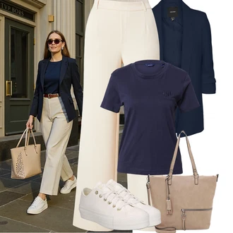 Outfit s Krémová/Bílá/Khaki Bota Nízká Teniska/Plátěná teniska Converse "Jarní outfit"