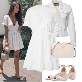 Outfit s Šedá/Krémová/Bílá Vintage Bund/Krátký Bund/Krátký Bund/Letní Bund/Džínové Bund/Krátké Džínové Bundičky Only "Jarní outfit"