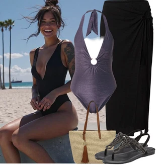Outfit sa Ljubičasta Cut out kupaći kostim/Neckholder Tankini/Kupaći kostim s ovratnikom/Halter tankini Guess "Jarní outfit"
