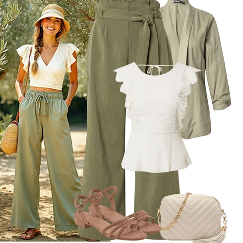 Kombinace Tmavě Zelená/Zelená/Khaki Culotte Kalhoty/Kalhoty s Vysokým Pasem/Marlene Kalhoty/Mušelínové kalhoty/Palazzo Kalhoty/Kalhoty se Štěrbinou/Paperbag Kalhoty/Tradiční Kalhoty/Široká Kalhoty Only