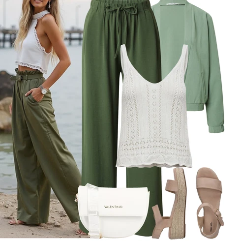 Kombinace Tmavě Zelená/Khaki/Zelená Široká Kalhoty Baggy Kalhoty/Plážová Kalhoty/Mušelínové kalhoty/Palazzo Kalhoty/Paperbag Kalhoty/Plisovaná Kalhoty/Plisovaná kalhoty/Relaxační kalhoty/Slinky Kalhoty/Navlékací Kalhoty/Tradiční Kalhoty About You