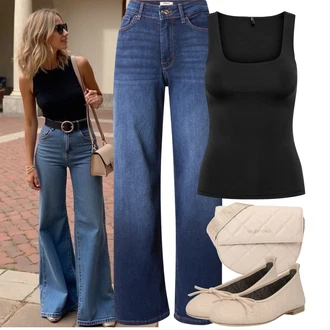 Outfit sa Crna Majica I Top Veći Broj/Kupaći Kostim Za Veću Veličinu/Žensko donje rublje i kupaći kostimi/Bluza Veći Broj/Tunika Only "Jarní outfit"