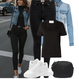 Outfit sa Crna/Smeđa Majica I Top Veći Broj/Bluza i Tunika/Bluza Veći Broj SELECTED FEMME "Jarní outfit"