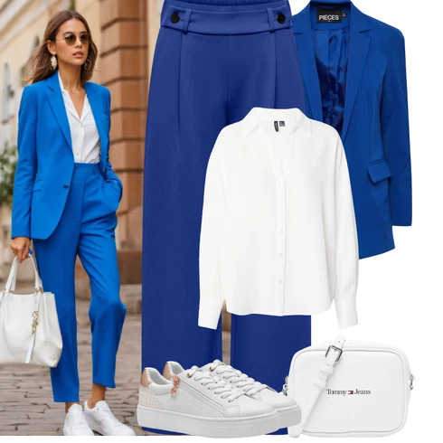 Kombinace Modrá/Tmavě Modrá Široká Kalhoty/Culotte Kalhoty/Plisovaná kalhoty/Kalhoty se Štěrbinou/Palazzo Kalhoty/Plisovaná Kalhoty/Marlene Kalhoty/Mušelínové kalhoty JdY