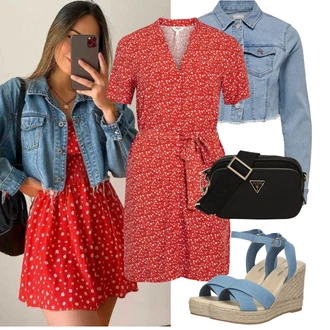 Outfit s Světle modrá/Modrá Džínové Bund/Krátký Bund/Krátké Džínové Bundičky/Krátký Bund Only "Jarní outfit"