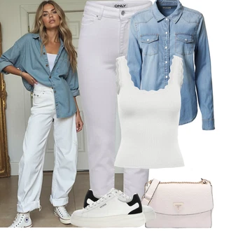 Outfit s Šedá/Světle šedá Termální Džíny/Dámské Džíny s Délkou 7/8/Mom Jean/Kožená bunda/Zužující se Džíny/High Waist Džínové Kalhoty/Zkrácené Džíny/Džíny s Rozparkem/Capri Džíny/Kotníková Bota/Slim Fit Džíny/Girlfriend Džíny Only "Jarní outfit"