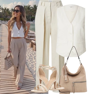 Outfit sa Bež/Smeđa/Siva Torba Za Preko Ramena/Shopper torba/Torbica/Torba za nošenje/Veliki džep Tamaris "Jarní outfit"