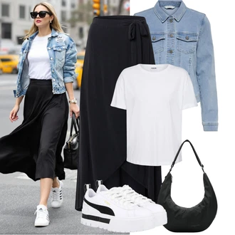 Outfit s Bílá Bota Teniska na platformě Puma "Jarní outfit"