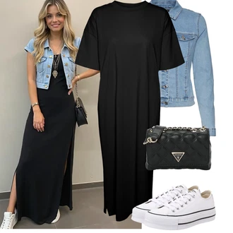 Motorka Outfit s Světle modrá/Modrá Džínové Bund/Krátké Džínové Bundičky VERO MODA "Jarní outfit"Look: Jízda na koni, Motorka