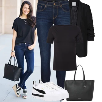 Outfit s Bílá Teniska na platformě Puma "Jarní outfit"