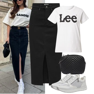 Outfit s Stříbrný/Šedá/Světle šedá/Bílá/Krémová Úzká Teniska/Nízká Teniska/Kožené Tenisky/Letní Tenisky/Tenisky s Bočním Zipem Tamaris "Jarní outfit"