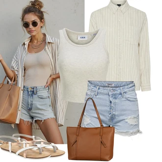 Outfity z džínu s Světle modrá/Bílá Džíny s Dírou/Vintage džíny/Kožené bundy/Džíny s Rozparkem/Navlékací džíny/Džíny Culottes Only "Jarní outfit"