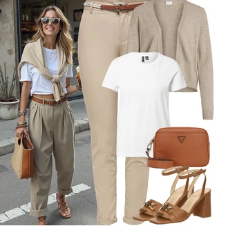 Outfit sa Narandžasta/Smeđa/Crvena/Bež Torba preko ramena/Torbica/Mala Torbica/Muška torba/Torba za rame/Pojasna torbica Guess, Guess "Jarní outfit"