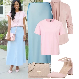 Svatovski gost Outfit sa Pink Udobna pumpa/Pumpa u obliku slova T/Sandalice s blok petom/Salonka & Visoki Pet/Sandala s petom/Cipela Mary Jane/Pumpica S Visokim Prednjim Dijelom About You "Jarní outfit"