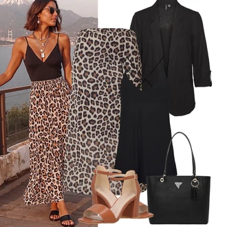 Outfit sa Crna Kratki Top/Bustijer-top/Zamotana Majica/Skraćena Majica/Muške cipele/Majica na špagete/Majica Za Mišiće/Majica s mrežicom Lascana "Jarní outfit"