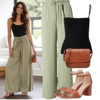 Old Money Outfit sa Smeđa/Bež Ured Za Torbu/baguette vrećica/Torba za rame/Torba Za Preko Ramena/Torbica/Torba Za Notebook/Torba za nošenje/Torba preko ramena About You "Jarní outfit"Look: cool, Prekrasan, Šik, Old Money, klasický, Vintage