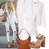 Moderní džíny s širokými nohavicemi outfity image