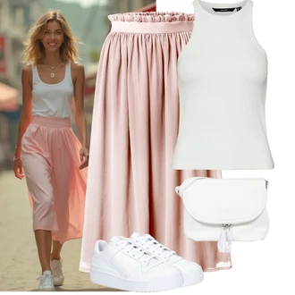 Outfit s Bílá Bota Nízká Teniska/Úzká teniska/Kožené tenisky/Teniska na platformě Adidas Originals "Jarní outfit"