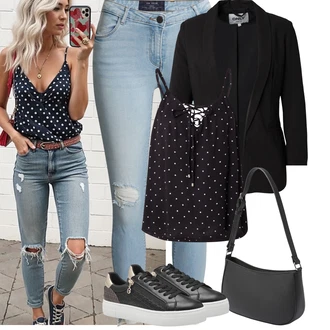 Dlouhé Outfit s Černá Krátké Sako/Kožená bunda pro muže/Pletený Sako/Blejzrové Bund/Kožená Pánská Bund/Dlouhý Sako/Boyfriend Sako/Oversize Sako/Smokingové sako/Teplákový blejzr/Kožená bunda/Elegantní Sako/Blůzové Sako Only "Jarní outfit"