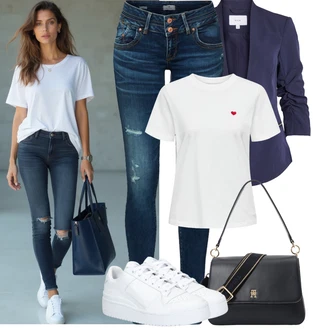 Outfit s Modrá/Tmavě modrá Kožená bunda/Kožené Boty/Kožená Pánská Bund/Push up Džín/Zimní bunda/Džíny s Nízkým Sedem/Džín s Nízkým Pasem/Džíny s Rozparkem/Slim Fit Džíny/Termální Džíny LTB "Jarní outfit"