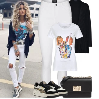 Outfit sa Siva/Bijela/Krem Skinny Hlače/Jeggings/Tajice s Prorezom/Termo Hlača/Tajice visokog Struka/Treggings VERO MODA "Jarní outfit"