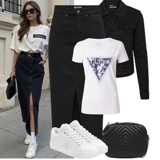 Outfit s Bílá/Červená/Krémová Teniska Kožené Tenisky/Úzká Teniska/Plyšová Pantofle/Teniska teddy/Zimní Tenisky/Nízká Teniska Lascana "Jarní outfit"