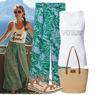 Maxi Outfit s Tyrkysový/Zelená/Modrá/Tmavě zelená Mango "Jarní outfit"