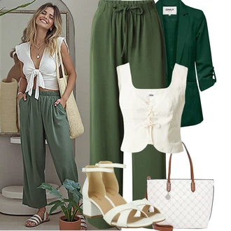 Outfit sa Bijela/Bež/Smeđa/Kaki Torba Za Preko Ramena/Shopper torba/Torbica/Torba za rame/Torba za nošenje/Velika torba/Veliki džep Tamaris "Jarní outfit"