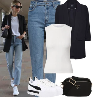 Outfit s Bílá Teniska na platformě Puma "Jarní outfit"