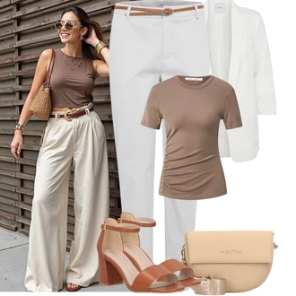 Kombinacije za ljeto Prekrasan sa Narandžasta/Smeđa Sandala na Petu/Sandalice s blok petom/Sandala s petom About You "Jarní outfit"Look: cool, Prekrasan, Old Money, Besprijekorno, Vintage, Elegantan, Šik