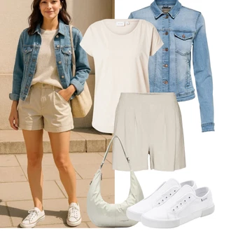 Letadlo Outfit s Bílá Nízká Teniska/Úzká teniska/Nazouvací teniska/Letní tenisky Lascana "Jarní outfit"