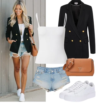 Outfit s Tmavě modrá/Černá Boyfriend Sako/Kožená bunda pro muže/Dvojřadový Sako Culture "Jarní outfit"