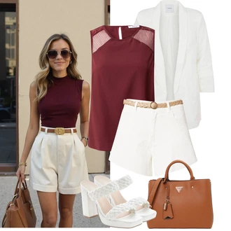 Outfit s Bílá/Krémová Bota Sandál Na Podpatku/Pletený Sandál/Sandál Na Širokém Podpatku/Klasická Pantofle/Sandál s podpatkem/Letní Bota/Platform Sandal Lascana "Jarní outfit"