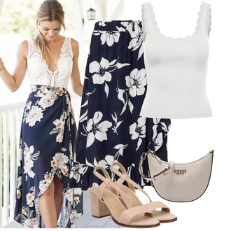 Outfit s Růžová/Hnědá/Červená/Béžová/Khaki Sandály Sandál Na Širokém Podpatku/Sandál s podpatkem/Sandál Na Podpatku About You "Jarní outfit"