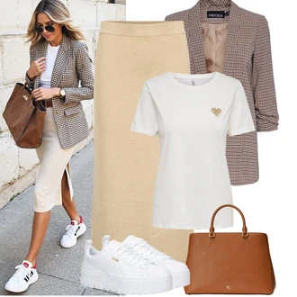 Outfit s Šedá/Bílá Bota Teniska na platformě/Nízká Teniska Puma "Jarní outfit"