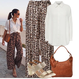 Dugački rukavi Outfit sa Krem/Siva/Svjetlozelena/Bijela/Kaki Bluza Veći Broj/Bluza i Tunika Only "Jarní outfit"