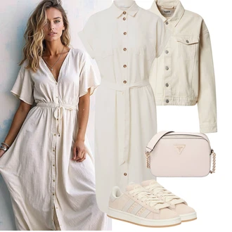 Outfit s Béžová/Khaki Bunda Krátké Džínové Bundičky/Manšestrová Bunda/Vintage Bund/Udržitelná Bunda/Letní Bund/Krátký Bund/Krátký Bund about you x marie von behrens "Jarní outfit"
