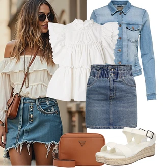Kombinacije za ljeto Prekrasan sa Svjetloplava/Plava Kaput/Bluza Veći Broj Only "Jarní outfit"Look: Rap, cool, Prekrasan, Vintage, Western, Radna odjeća