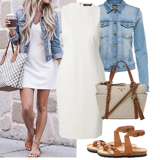 Outfit s Krémová/Hnědá/Bílá/Šedá/Khaki/Béžová Šaty S Rovným Střihem/Šaty s Předním Zipem/Žerzejové Šaty/Úzké Šaty/Šaty Bez Rukávů/Pouzdrová Šat/Dlouhé pletené šaty/Pouzdrové Šaty Polo Ralph Lauren "Jarní outfit"