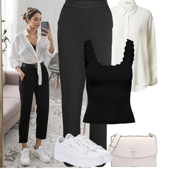 Outfit s Bílá Nízká Teniska/Teniska s dírkovaným vzorem/Úzká Teniska/Teniska na platformě Puma "Jarní outfit"