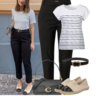 Letadlo Outfit s Béžová/Krémová Espadrille sandál/Espadrille pantofle About You "Jarní outfit"