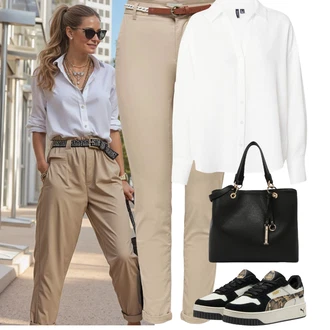 Old Money Outfit sa Crna/Smeđa/Bijela/Crvena/Bež Torba za rame/Velika torba/Torba Za Preko Ramena/Ured Za Torbu/Poslovna Torba/Torbica/Shopper torba/Torba za nošenje About You "Jarní outfit"Look: Šik, Old Money, Elegantan, cool, Ured, Chic