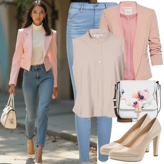 Outfit s Béžová/Bílá Sandál s podpatkem/Páskový Sandál/Sandál Na Podpatku/Sandály na hřídeli/Bota Na Podpatku/Lodička S Páskem Public Desire "Krásný jarní outfit"