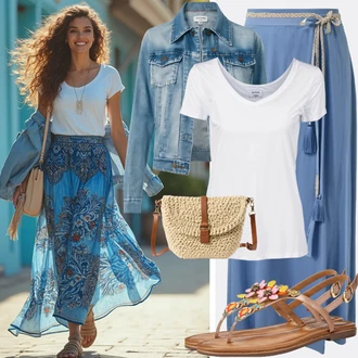 Outfity pro léto Měkké s Šedá/Bílá/Krémová Tričko/Mužské běžecké boty/Neformální tričko/Fancy tričko/Funkční tričko/Dlouhá košile/Tričko s krátkým rukávem/Sportovní tričko/Roláková Košile VERO MODA "Krásný letní vzhled"
