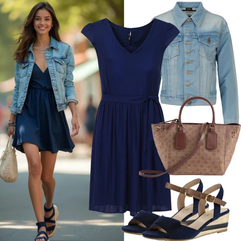 Denim Jakne kombinirajte z Modra/Svetlo modra Denim Jakne/Vintage Jakne/Kratke Denim Jakne answear lab, Temno modra Bluza Obleke/Srajčne Obleke/Obleke velikih velikosti/Bombažne Obleke Tommy Hilfiger, Temno modra Sandali z zapiranjem na ježka/Pohodni Sandali/Dianettes Sandali/Poletni Čevlji/Sandali s platformo/Plateau japonke/Sandali Udobni Lee Cooper, Nakupovalne torbe Polo Ralph Lauren
