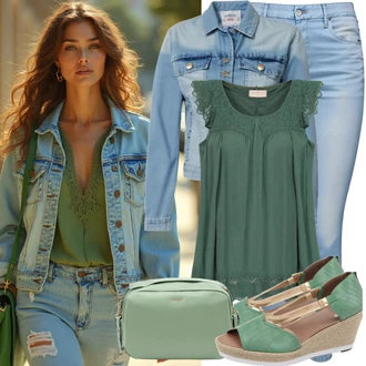 outfit mit Modra/Svetlo modra Ozke Kavbojke/Push up Kavbojke/Usnjena Jakna/Zimska jakna/Kavbojke Visokega Pasu/Odrezane Kavbojke/Usnjene Čevlje/Kavbojke na Poteg/Termodžinsi/Moška Usnjena Jakna/Gležnarji/Kavbojke z Razporkom United Colors of Benetton "Lepa pomladna Obleka"
